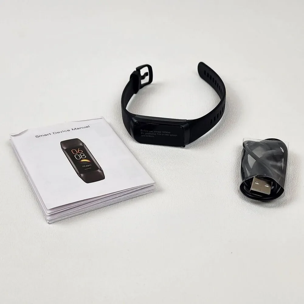 Fitness Tracker Smart Watch Heart Rate Sleep Monitor AMOLED Waterproof Black